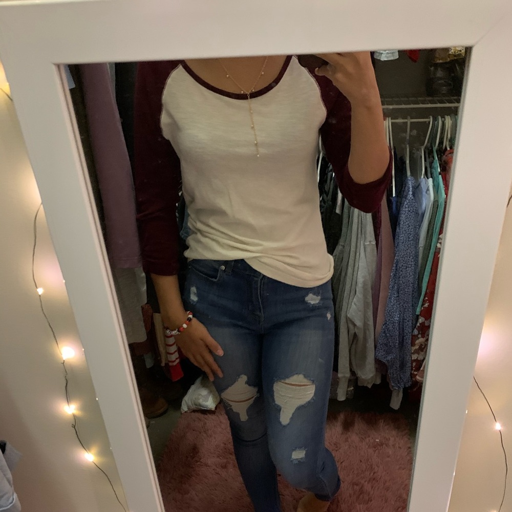 Maroon baseball tee